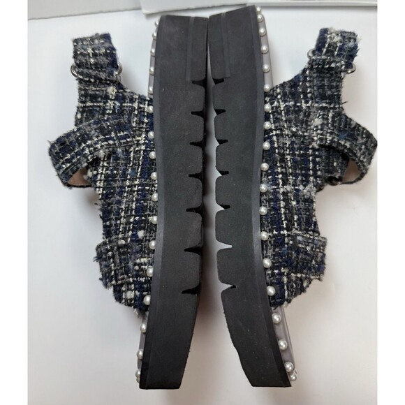 Stuart Weitzman Zoe Lift Embellished Tweed Sandals Sz 7 New - Picture 3 of 10